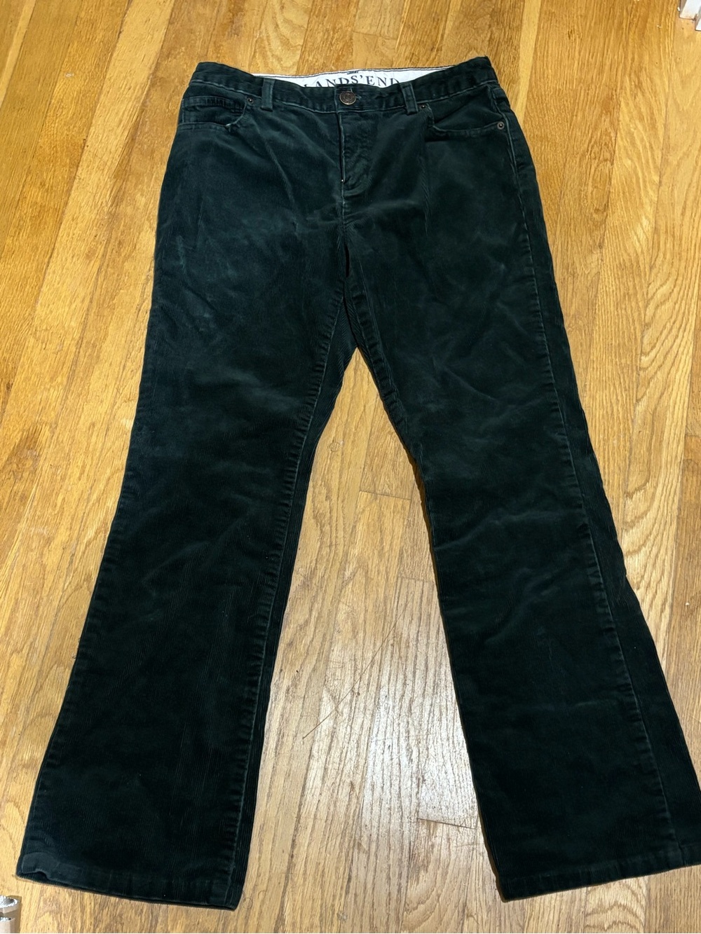 Lands' End Dark Green Corduroy Flare Jeans